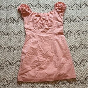 Whatever You Like Light Pink Short Sleeve Mini Dress Puff Sleeves Small Cotton